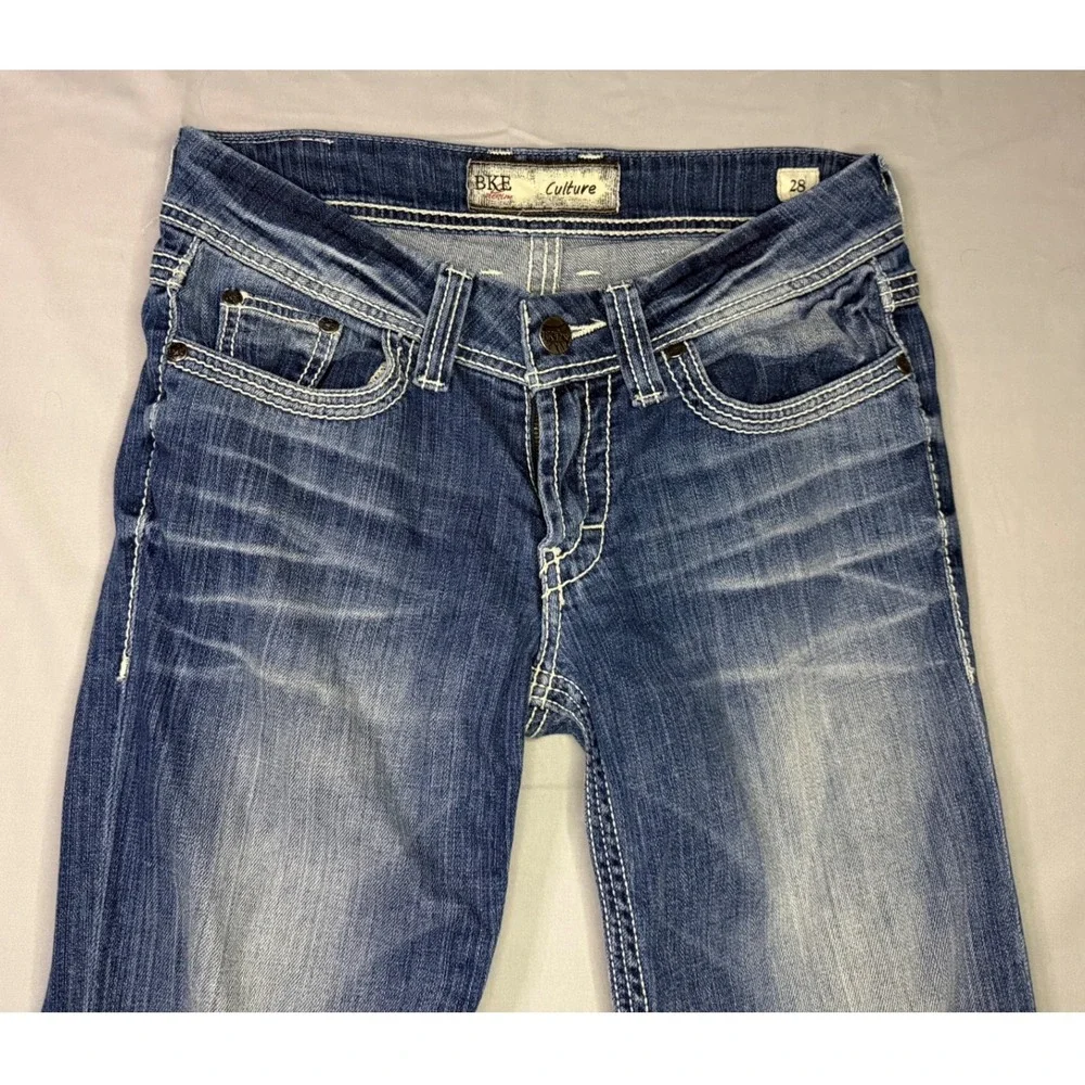 BKE Culture Pettera Jeans Womens 28 Blue Contrast Stitch BKC1009 Y2K